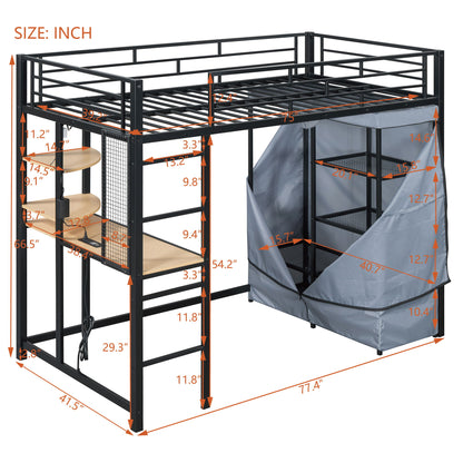 Loft Bed With Desk, Shelves, Power Outlet, LED Light And Wardrobe - The Sleep Loft - Online Mattress Showroom NYC