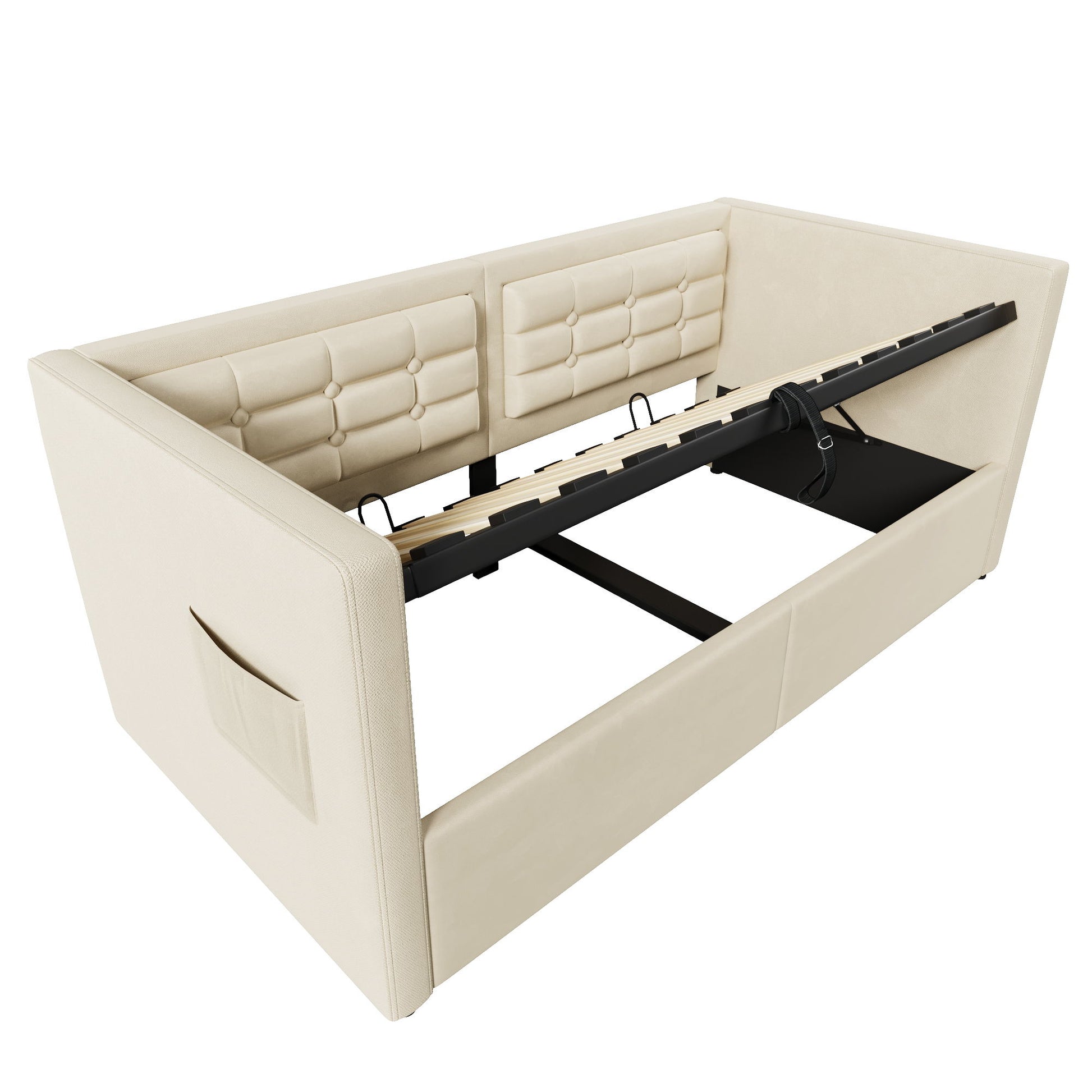 Upholstered Hydraulic Storage Daybed With USB & Type C Charging - The Sleep Loft - Online Mattress Showroom NYC