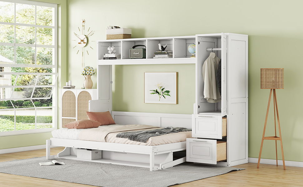 Space Saving Murphy Wall Bed With Closet And Drawers - The Sleep Loft - Online Mattress Showroom NYC