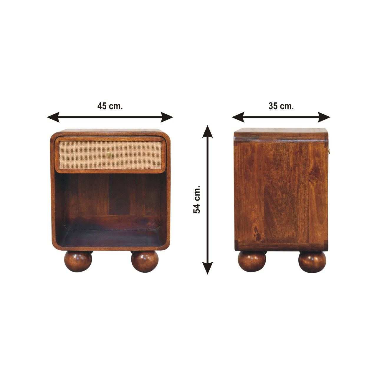 Open Woven Bedside Table, 1 Drawer - Chestnut - The Sleep Loft - Online Mattress Showroom NYC