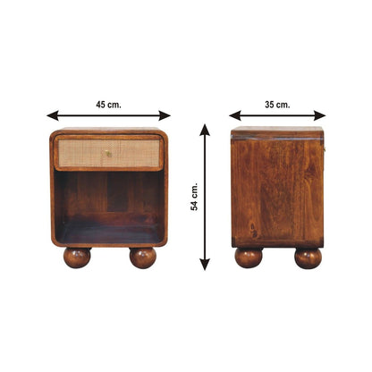 Open Woven Bedside Table, 1 Drawer - Chestnut - The Sleep Loft - Online Mattress Showroom NYC