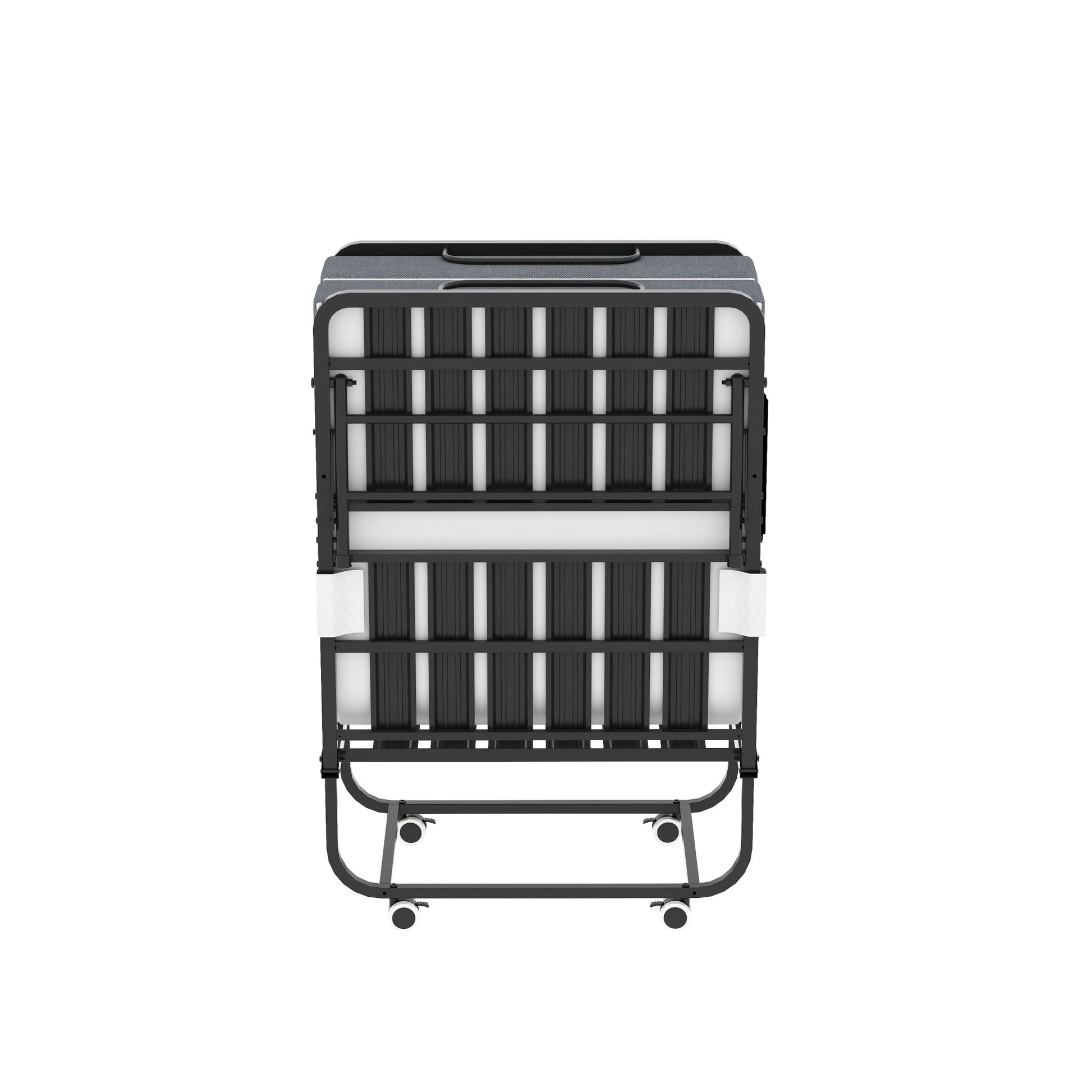 Twin Folding Bed With Memory Foam Mattress, On Wheels, Portable Bed For Adults & Guests - Black - The Sleep Loft - Online Mattress Showroom NYC