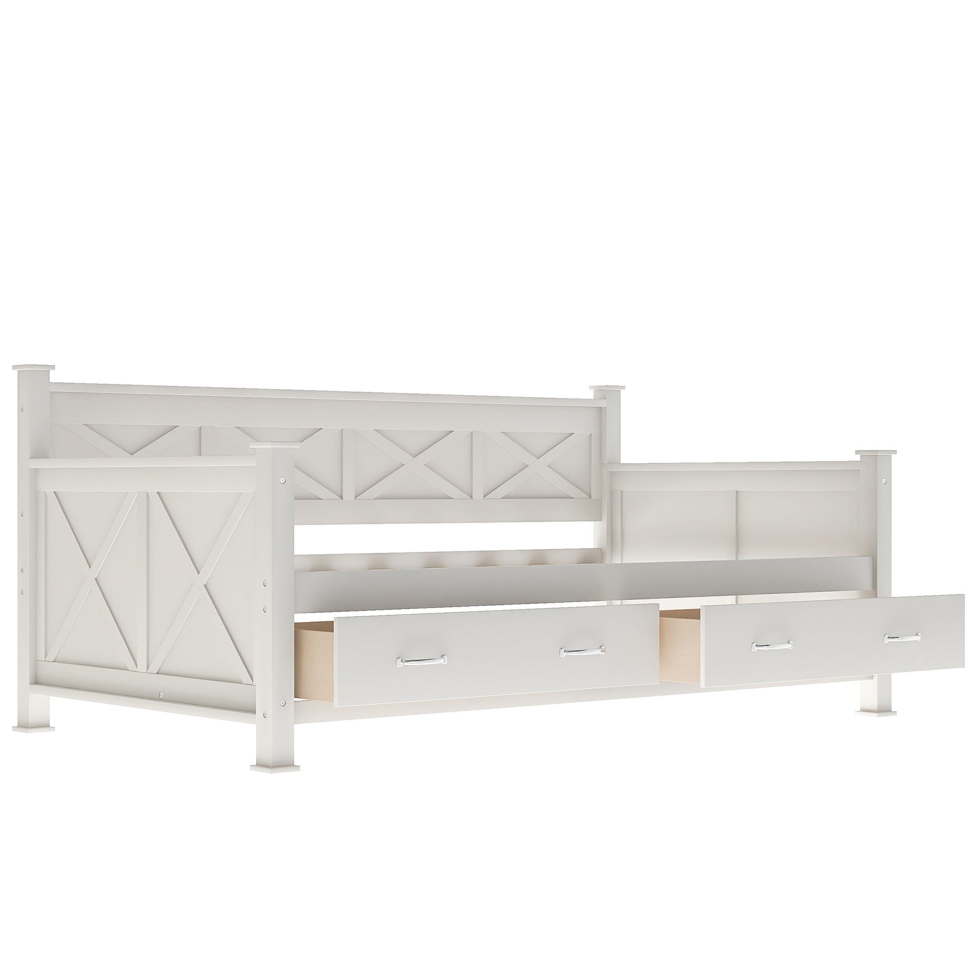 Modern Daybed With 2 Large Drawers, X Shaped Frame - The Sleep Loft - Online Mattress Showroom NYC