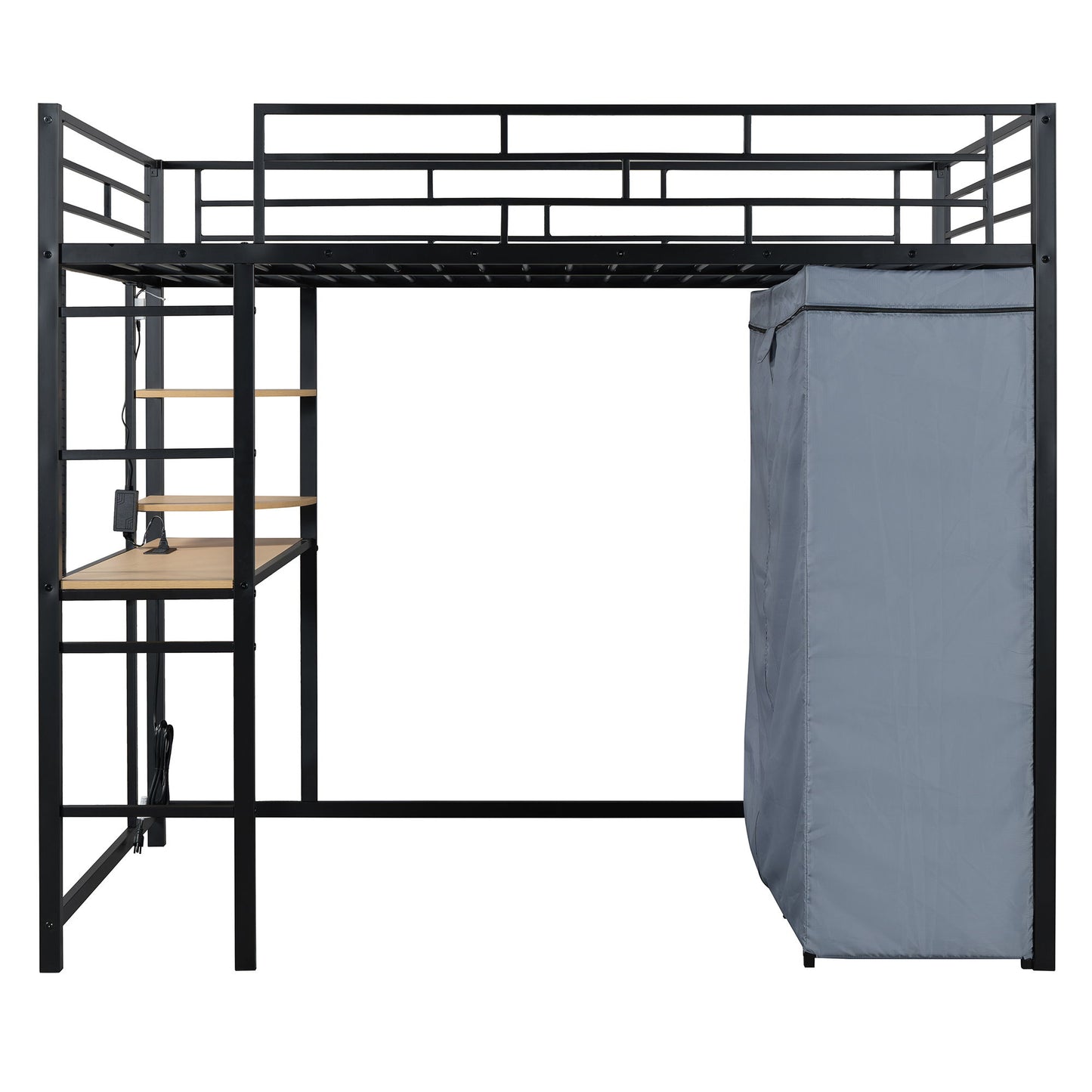 Loft Bed With Desk, Shelves, Power Outlet, LED Light And Wardrobe - The Sleep Loft - Online Mattress Showroom NYC