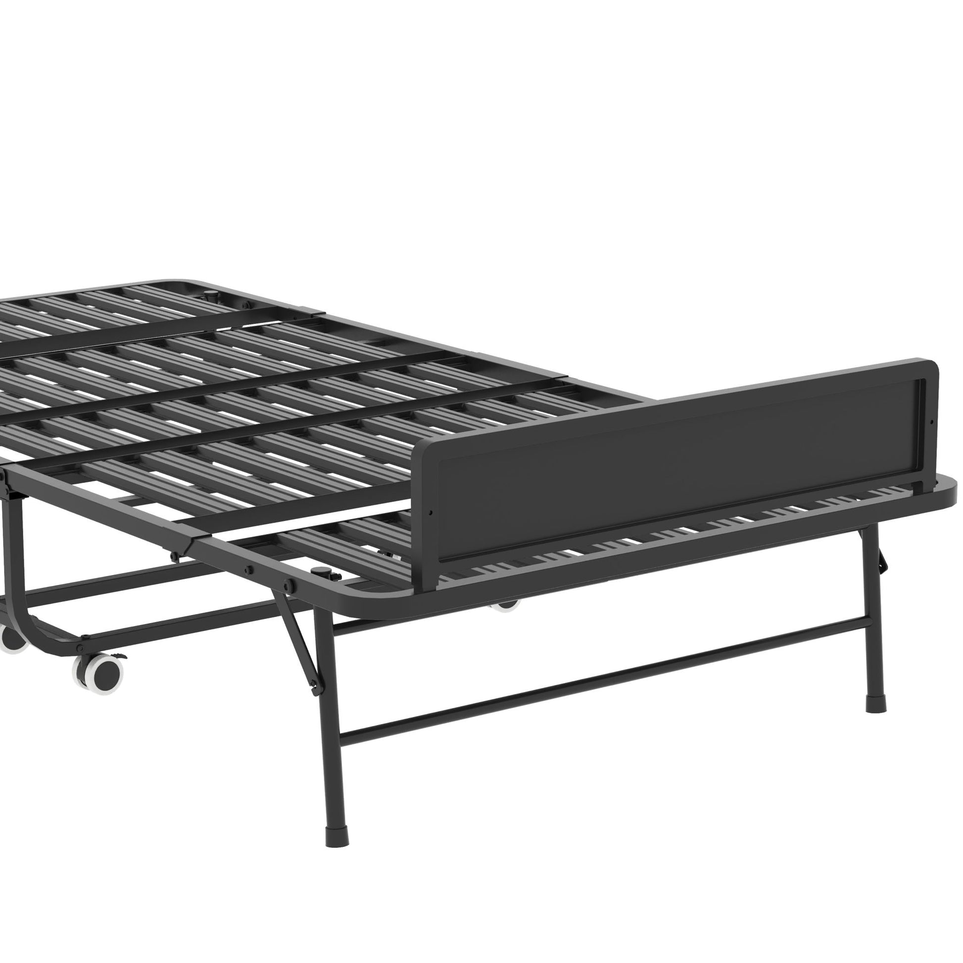 Twin Folding Bed With Adjustable Headboard, Memory Foam For Tall People, Heavy-Duty Portable On Wheels, Easy Assembly - Black - The Sleep Loft - Online Mattress Showroom NYC