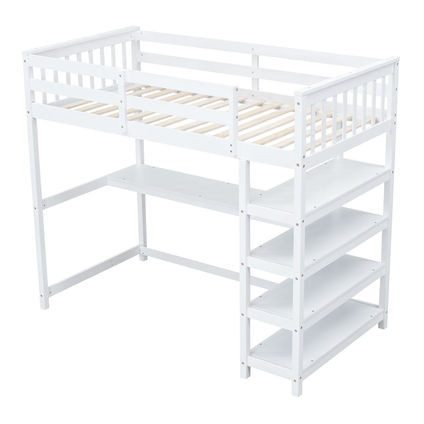 Loft Bed With Storage Shelves And Under Bed Desk - The Sleep Loft - Online Mattress Showroom NYC