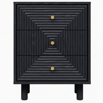 3 Drawer Nightstand - Black - Wood