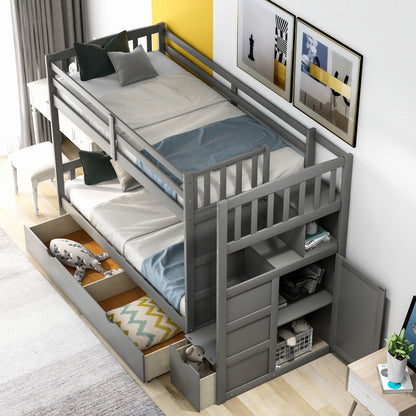 Bunk Bed, Convertible Bottom Bed, Storage Shelves And Drawers - The Sleep Loft - Online Mattress Showroom NYC