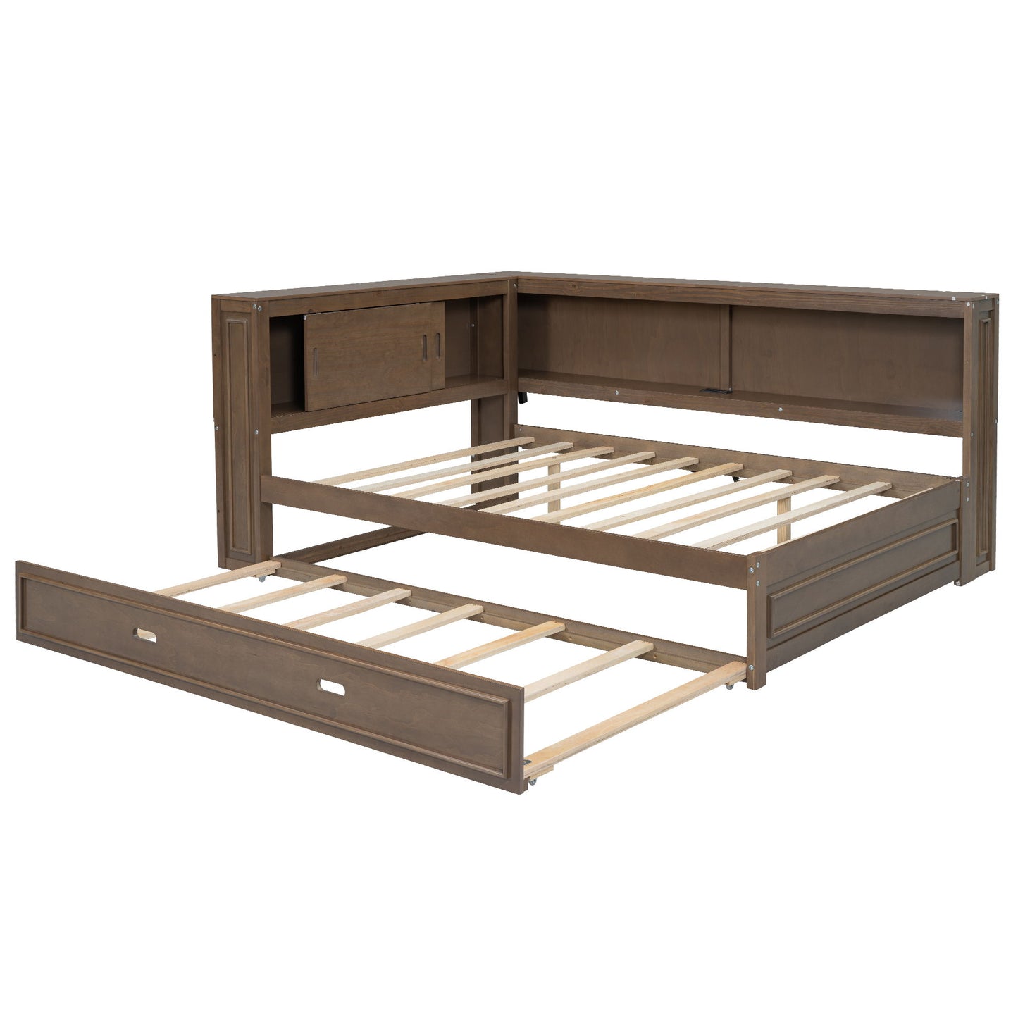 Daybed With Storage Shelves, LED, USB, And Trundle - The Sleep Loft - Online Mattress Showroom NYC