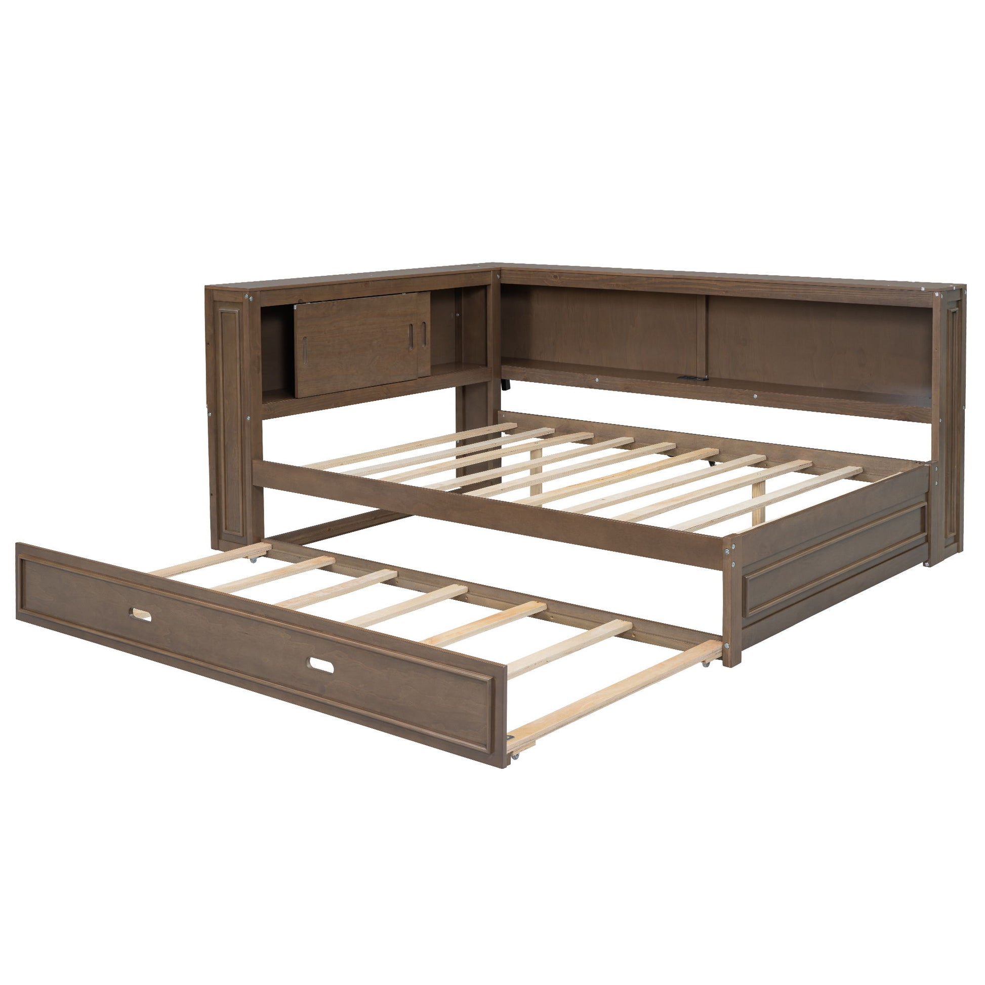 Daybed With Storage Shelves, LED, USB, And Trundle - The Sleep Loft - Online Mattress Showroom NYC
