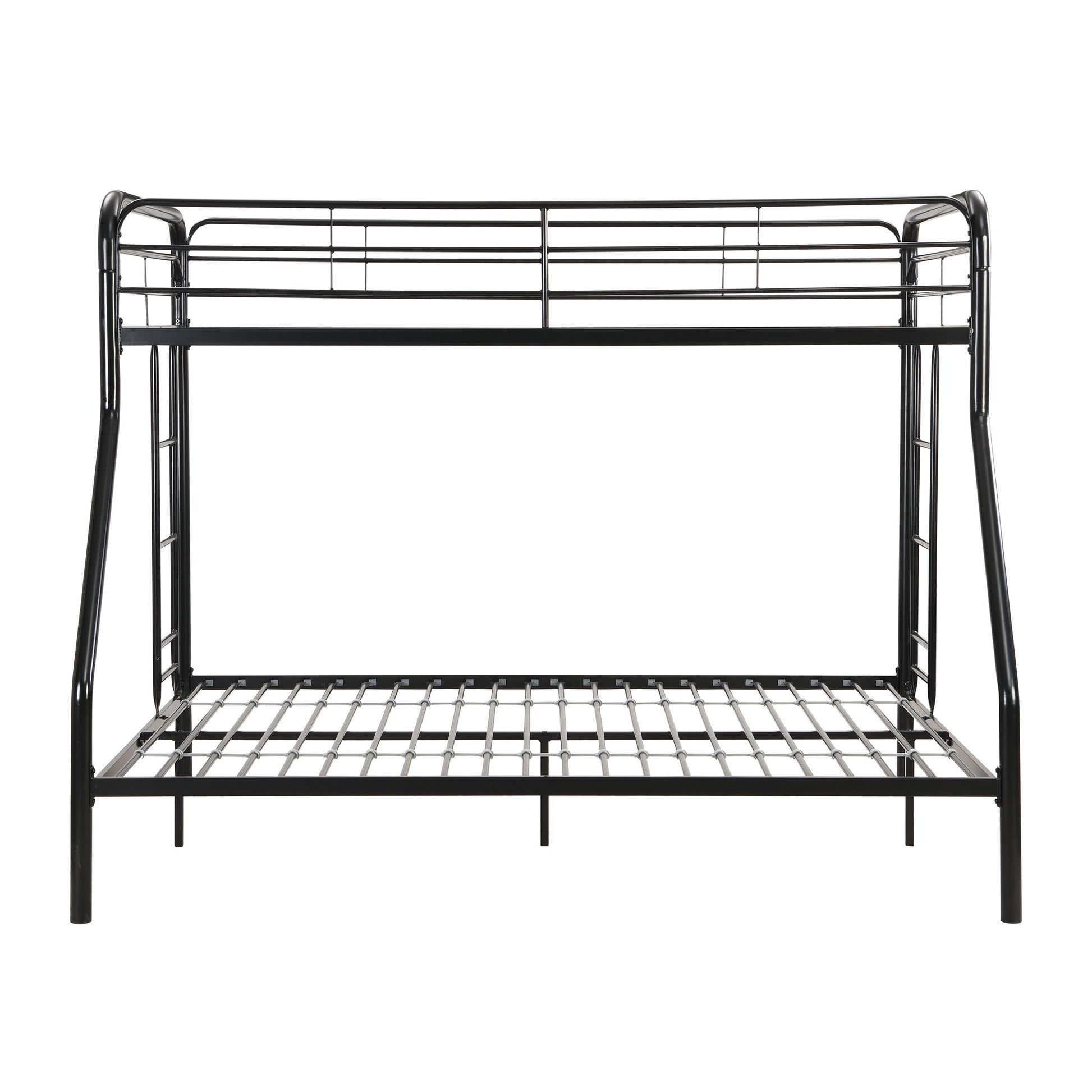 Modern Twin Over Full Metal Bunk Bed With Trundle And Dual Side Ladder And Metal Design - Black / Brown - The Sleep Loft - Online Mattress Showroom NYC