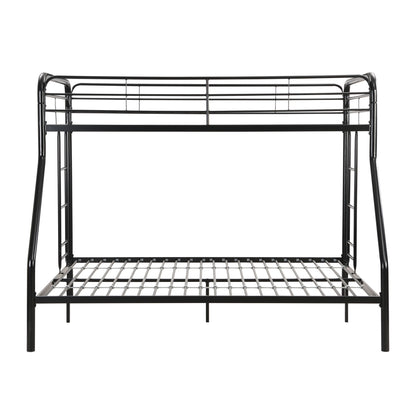 Modern Twin Over Full Metal Bunk Bed With Trundle And Dual Side Ladder And Metal Design - Black / Brown - The Sleep Loft - Online Mattress Showroom NYC