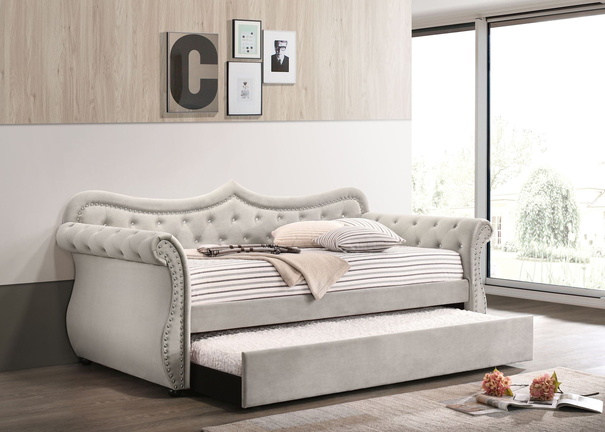 Adkins - Twin Daybed With Trundle - Beige - The Sleep Loft - Online Mattress Showroom NYC