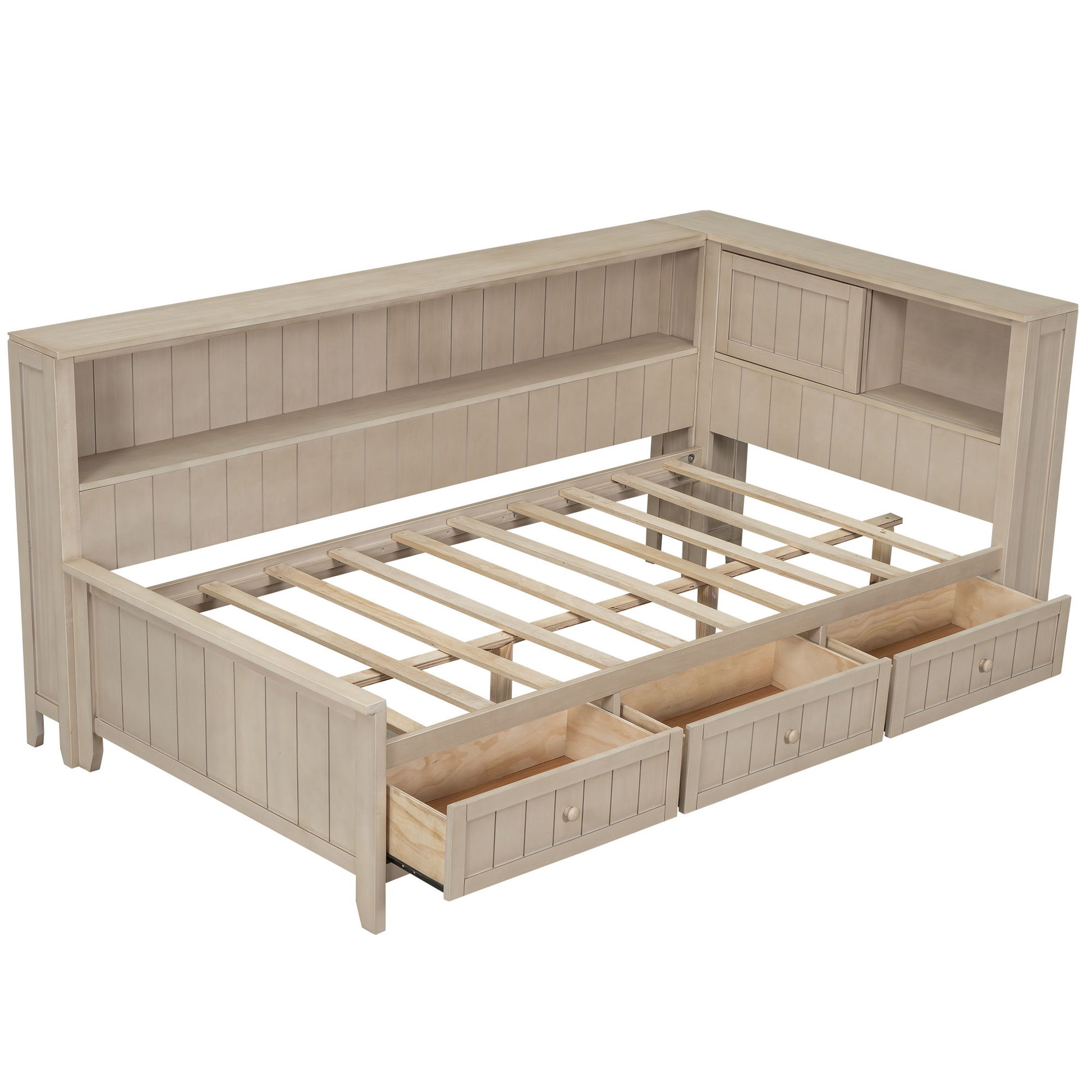 Daybed With Storage Shelves And 3 Drawers - The Sleep Loft - Online Mattress Showroom NYC