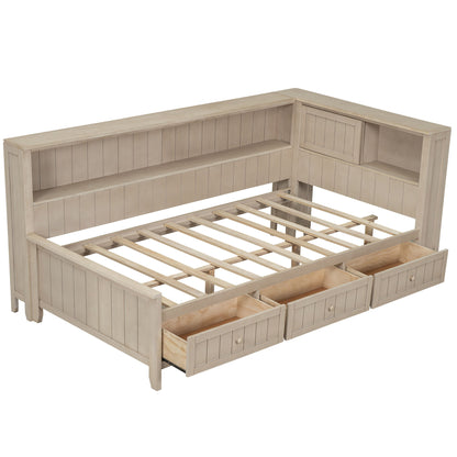 Daybed With Storage Shelves And 3 Drawers - The Sleep Loft - Online Mattress Showroom NYC