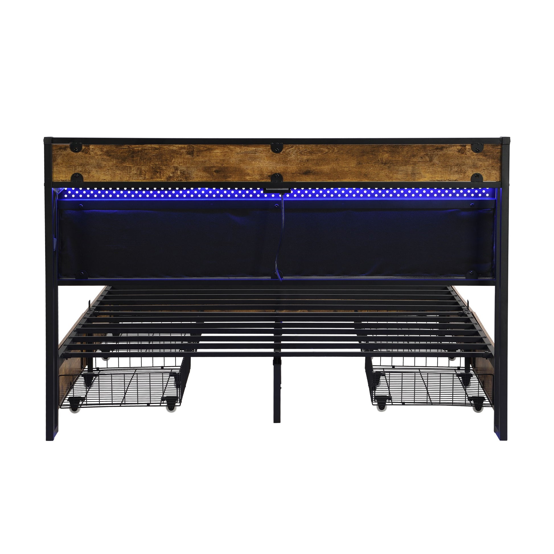 Contemporary Bed Frame With Storage Headboard, Charging Station, LED Lights - The Sleep Loft - Online Mattress Showroom NYC