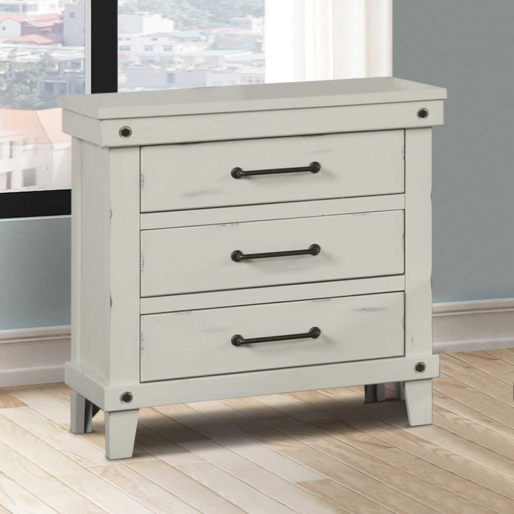 3 Drawer Elegant Nightstand - White - The Sleep Loft - Online Mattress Showroom NYC