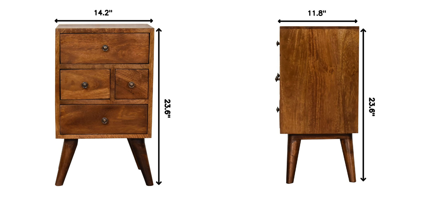 4 Drawer Multi Bedside Table - Chestnut - The Sleep Loft - Online Mattress Showroom NYC