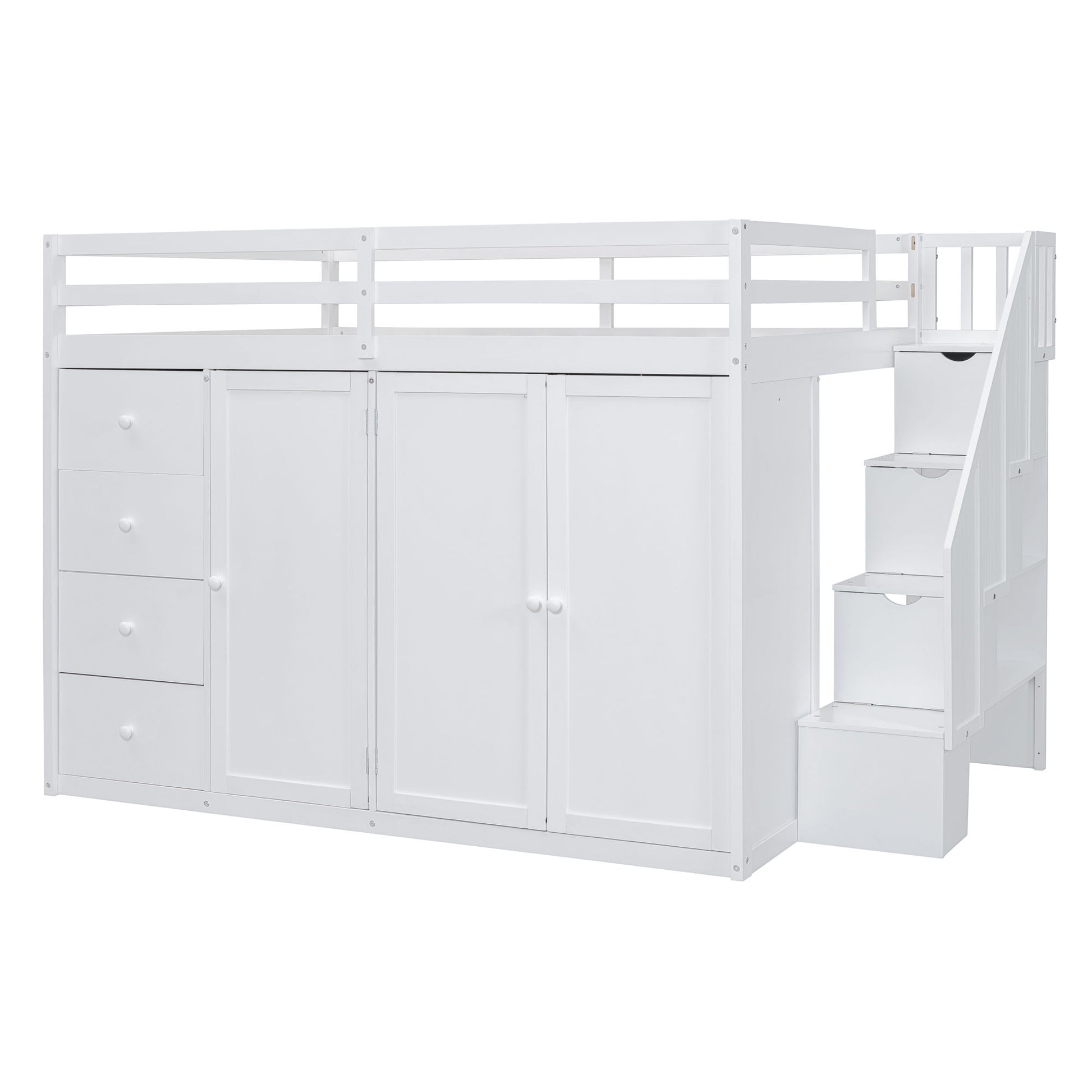 Loft Bed With Built In Wardrobes, Cabinets And Drawers - The Sleep Loft - Online Mattress Showroom NYC