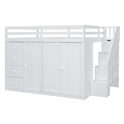Loft Bed With Built In Wardrobes, Cabinets And Drawers - The Sleep Loft - Online Mattress Showroom NYC
