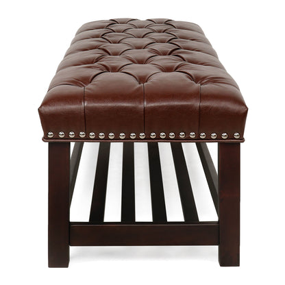 Bedroom End Of Bed Bench Tufted Upholstered End Of Bed Bench End Of Bed Entrance Shoe Bench With Nailhead Trim And Shelf Bedroom Upholstered Bench Living Room Shoe Rack Footstool - The Sleep Loft - Online Mattress Showroom NYC