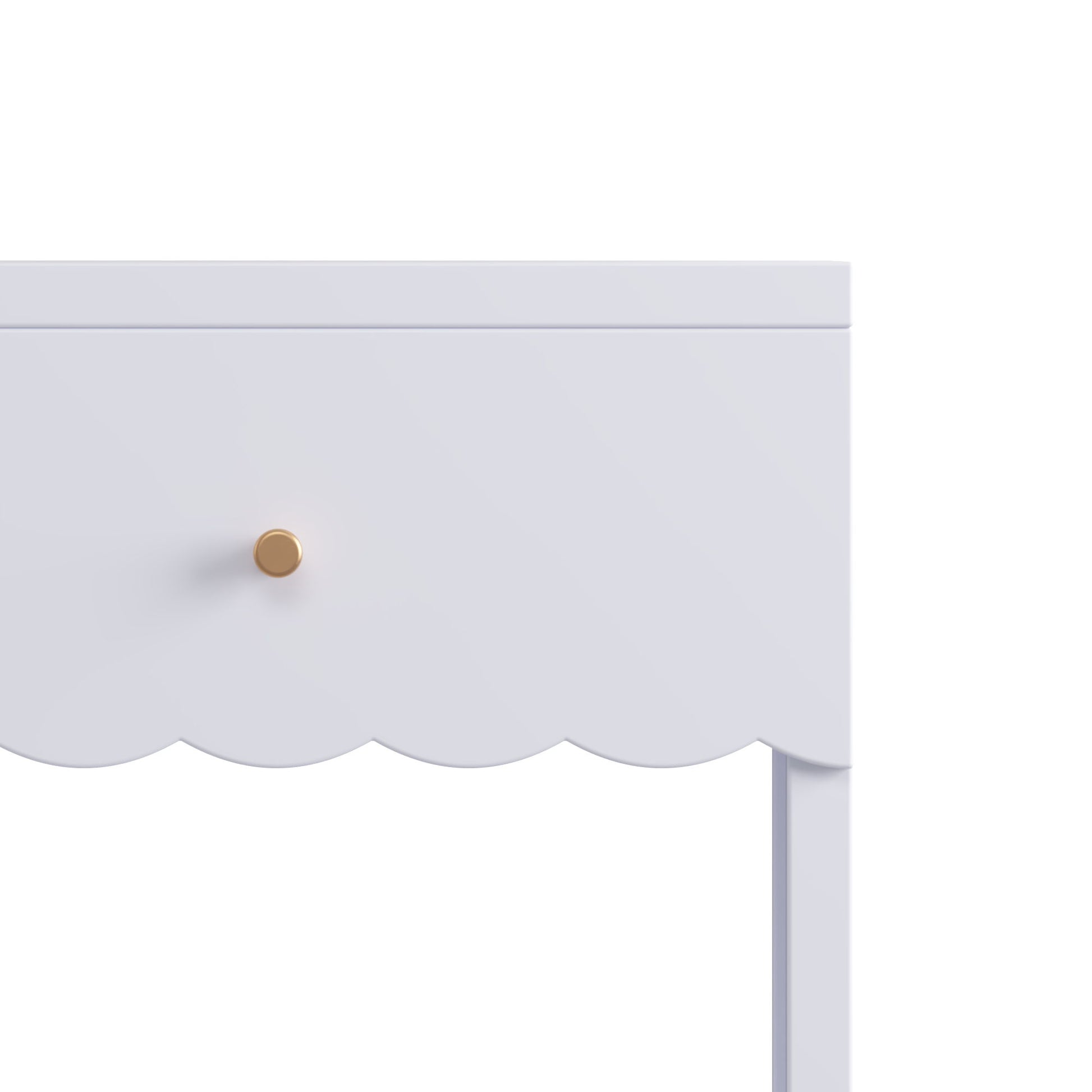 Nightstand With Drawer And Open Shelf, Scalloped Edge Bedside Table - The Sleep Loft - Online Mattress Showroom NYC