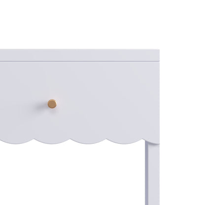 Nightstand With Drawer And Open Shelf, Scalloped Edge Bedside Table - The Sleep Loft - Online Mattress Showroom NYC