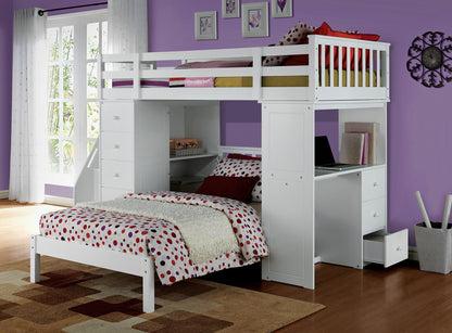 Freya - Twin Loft Bed With Storage (Not Including The Bottom Twin Bed) - White - The Sleep Loft - Online Mattress Showroom NYC