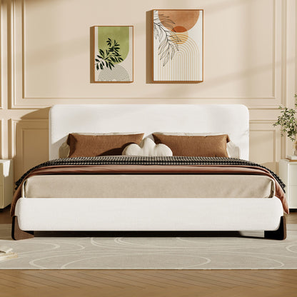 Elegant Boucle Upholstered Bed With Solid Wood Legs - The Sleep Loft - Online Mattress Showroom NYC