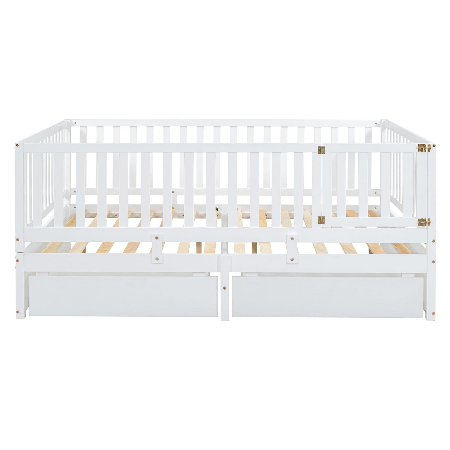 Daybed With Fence Guardrails And 2 Drawers, Split Into Independent Floor Bed & Daybed - The Sleep Loft - Online Mattress Showroom NYC