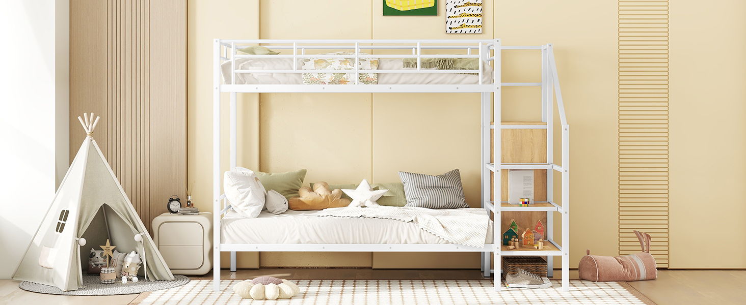 Bunk Bed With Lateral Storage Ladder And Wardrobe - The Sleep Loft - Online Mattress Showroom NYC