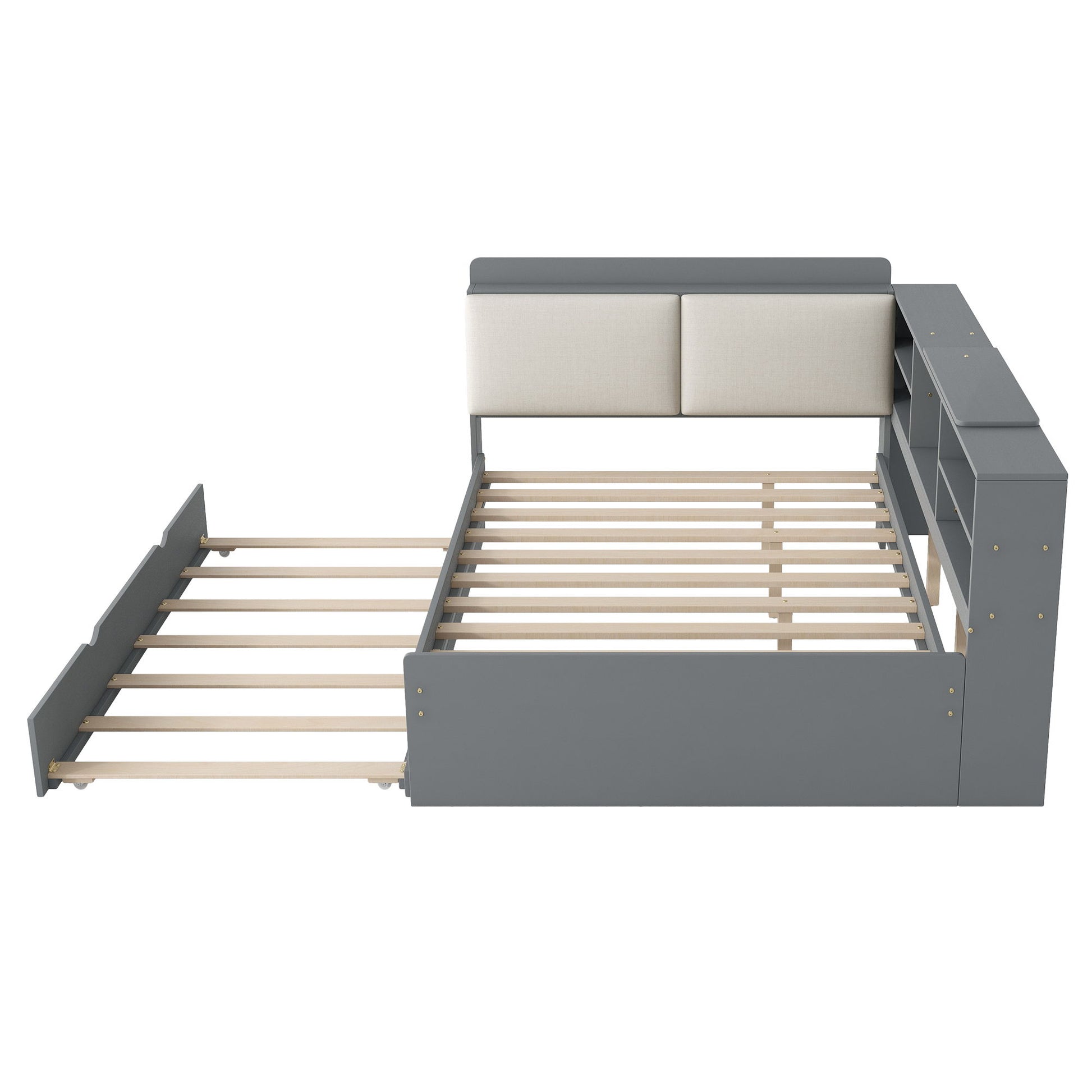 Platform Bed With Trundle, Shelves, And Storage Headboard - The Sleep Loft - Online Mattress Showroom NYC