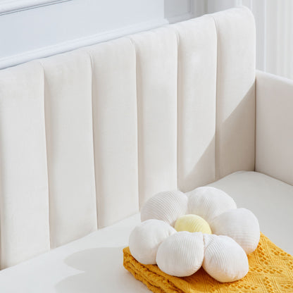 Elena - Boucle Upholstered Daybed, Ribbed Tufted Backrest - The Sleep Loft - Online Mattress Showroom NYC
