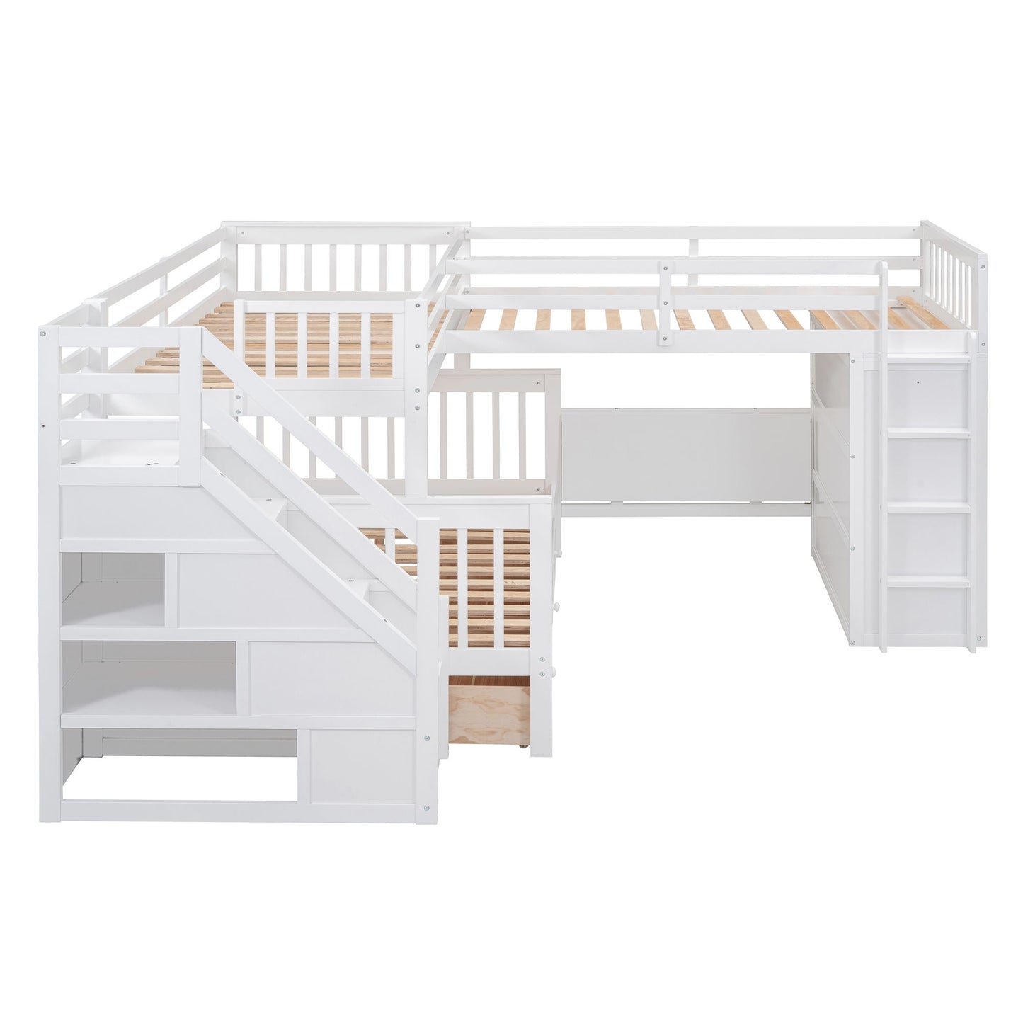L Shaped Bunk Bed With 3 Drawers, Portable Desk And Wardrobe - The Sleep Loft - Online Mattress Showroom NYC