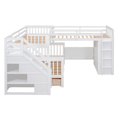 L Shaped Bunk Bed With 3 Drawers, Portable Desk And Wardrobe - The Sleep Loft - Online Mattress Showroom NYC