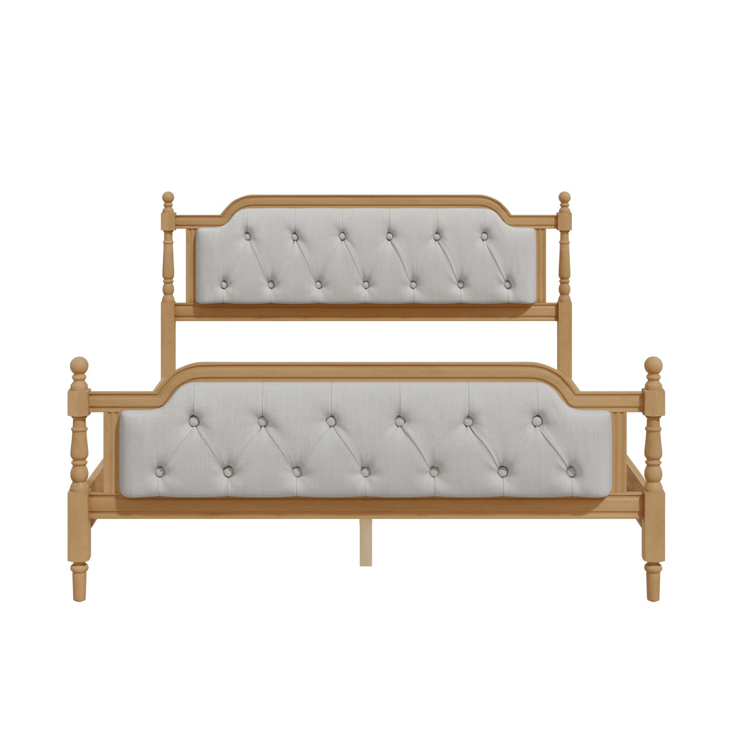 Traditional Style Solid Bed Frame With Upholstered Tufted Headboard, No Box Spring Needed - The Sleep Loft - Online Mattress Showroom NYC