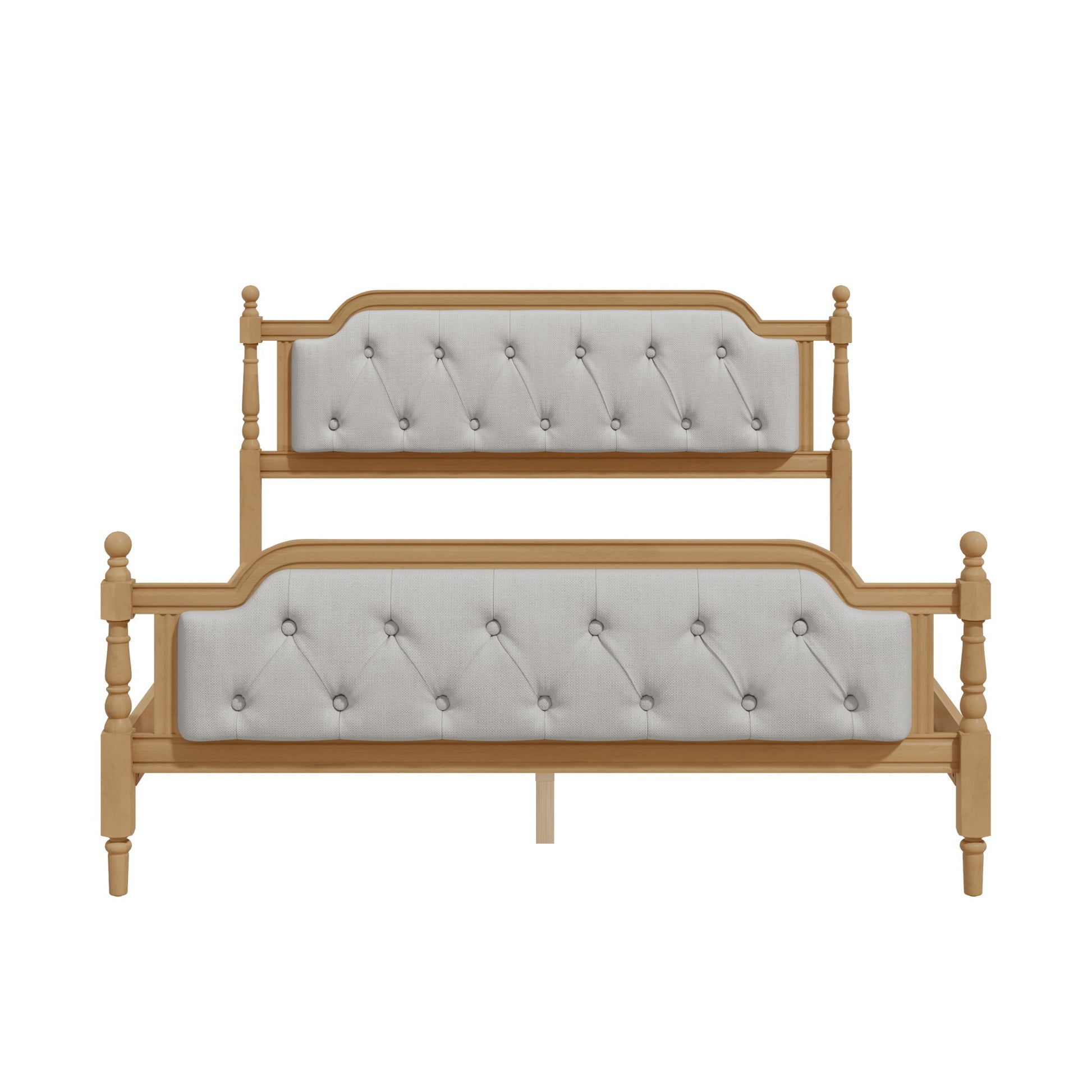 Traditional Style Solid Bed Frame With Upholstered Tufted Headboard, No Box Spring Needed - The Sleep Loft - Online Mattress Showroom NYC