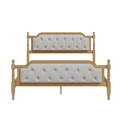 Traditional Style Solid Bed Frame With Upholstered Tufted Headboard, No Box Spring Needed - The Sleep Loft - Online Mattress Showroom NYC