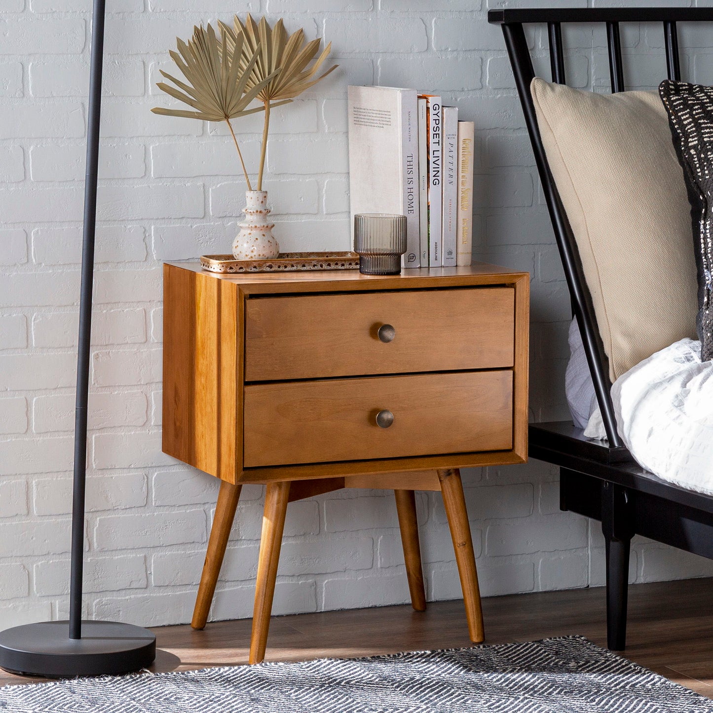 Radiantify - Double Drawer Nightstand - Caramel - The Sleep Loft - Online Mattress Showroom NYC