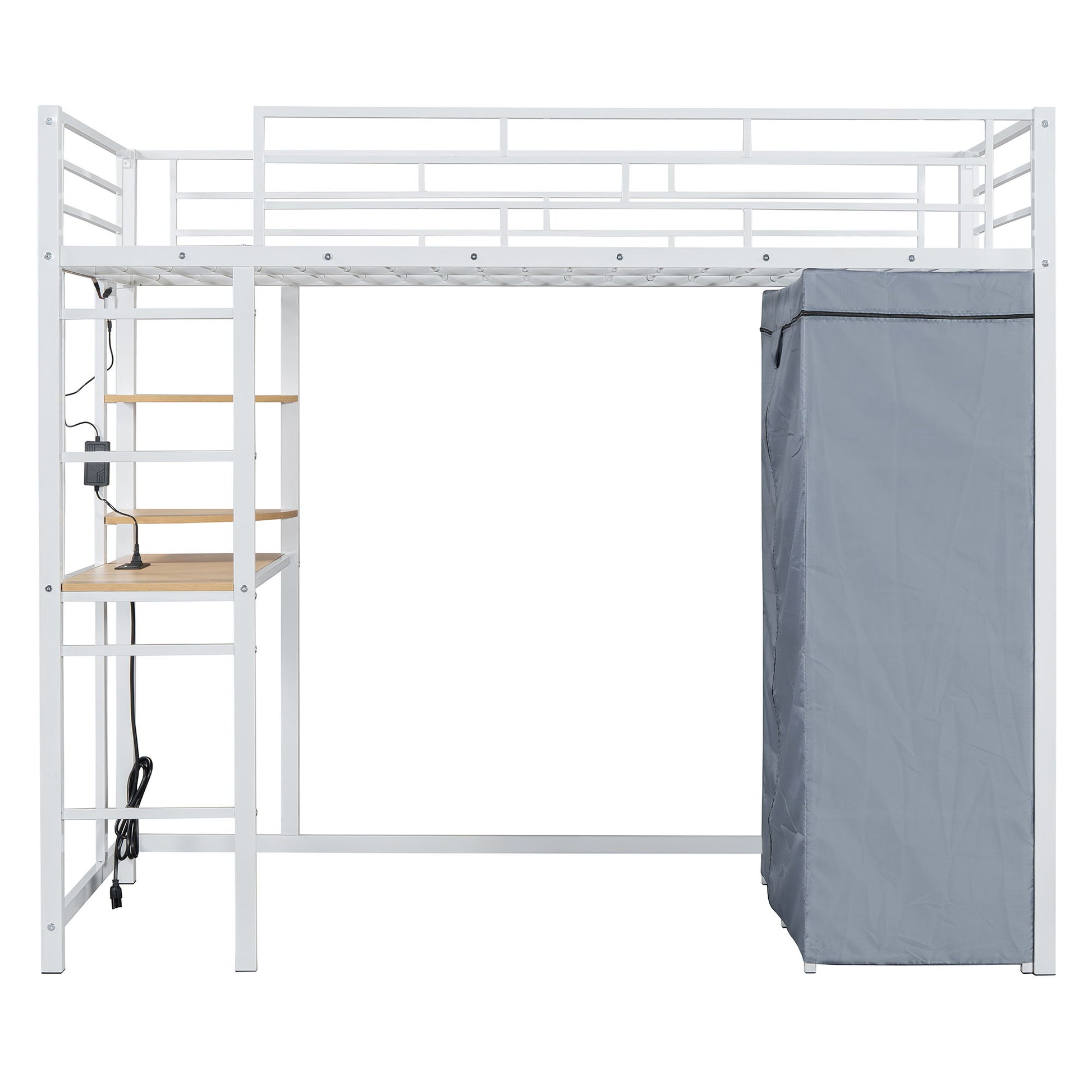 Loft Bed With Desk, Shelves, Power Outlet, LED Light And Wardrobe - The Sleep Loft - Online Mattress Showroom NYC