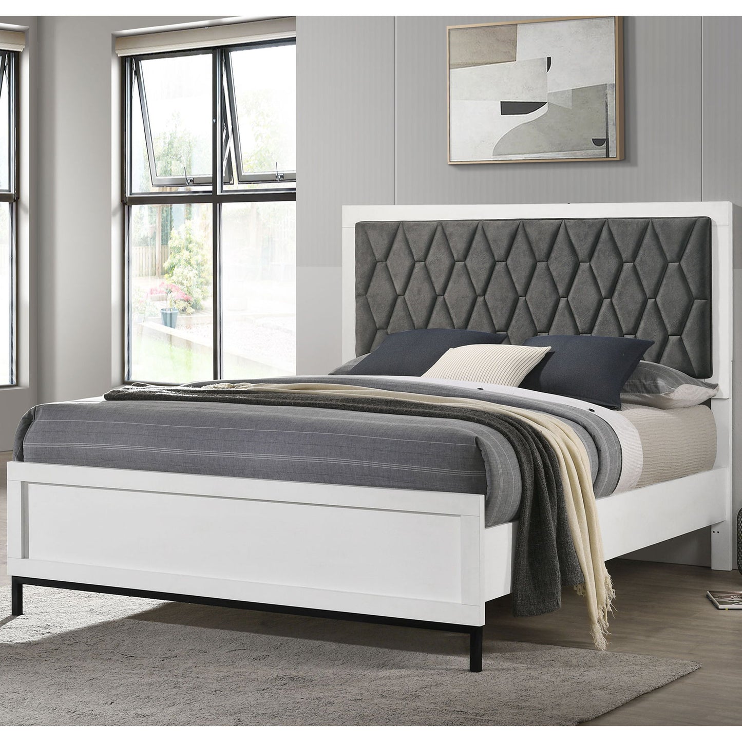 Taraval - Queen Upholstered Panel Bed - White - The Sleep Loft - Online Mattress Showroom NYC