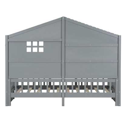 House Bed With Shelves, Window And Sparkling Light Strip On The Roof - The Sleep Loft - Online Mattress Showroom NYC