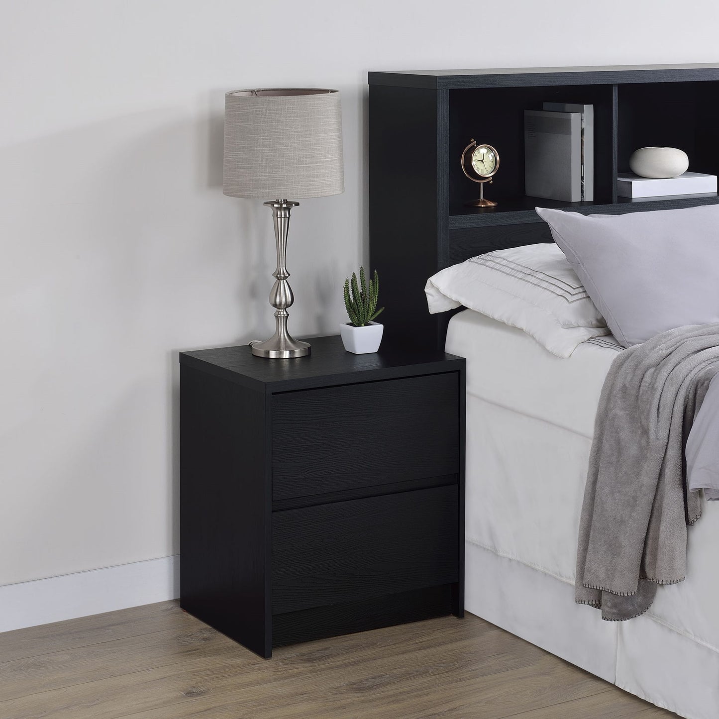 Transitional Nightstand With Dual USB Charging And Motion Sensor Light - The Sleep Loft - Online Mattress Showroom NYC
