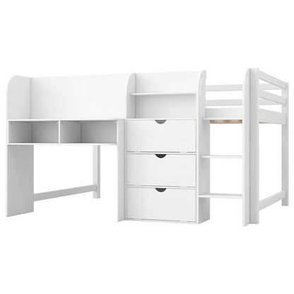 Low Loft Bed With Built In Desk, Storage Cabinets, Open Bookcase And Doodle board - The Sleep Loft - Online Mattress Showroom NYC