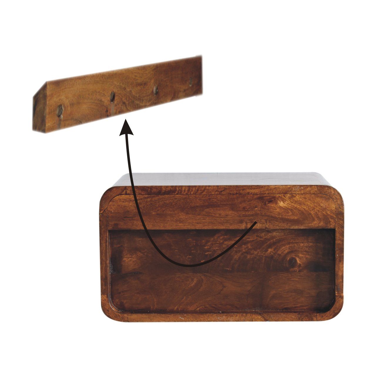 Curved Upper Slot Floating Nightstand - The Sleep Loft - Online Mattress Showroom NYC