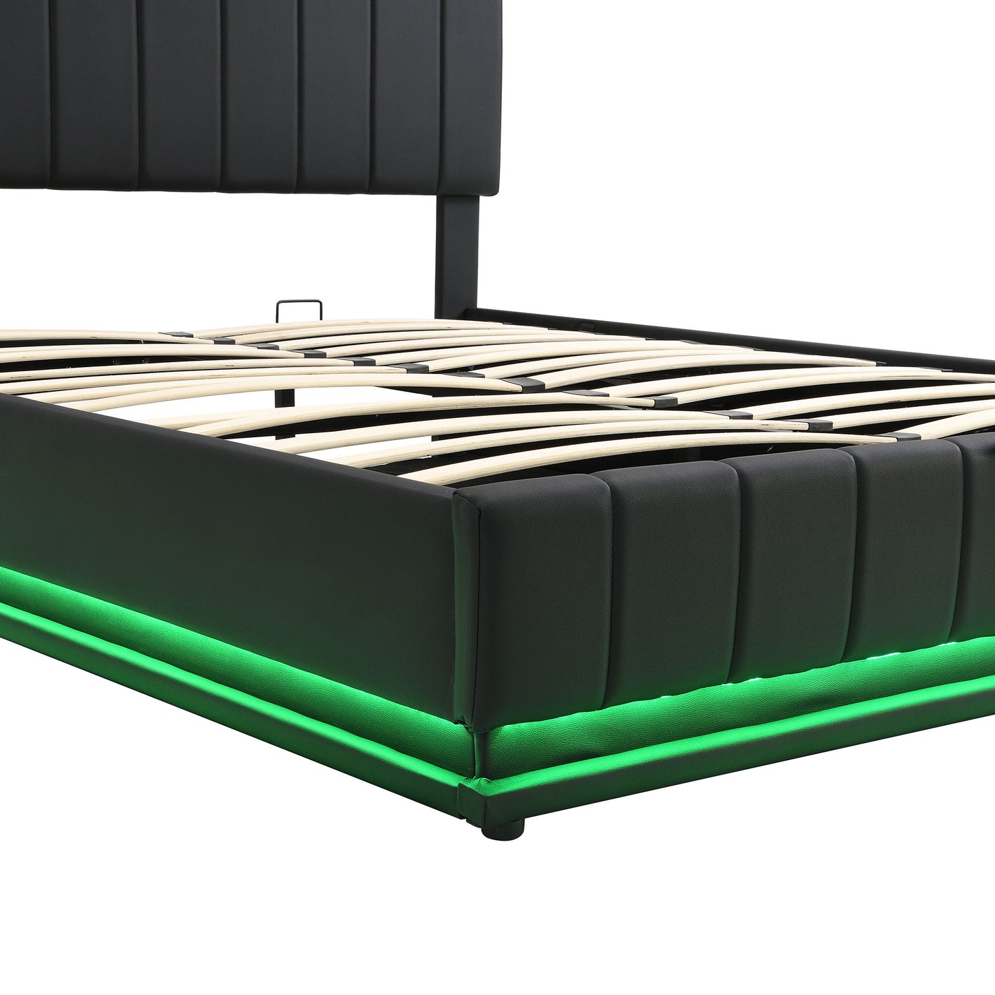 Upholstered Bed With Hydraulic Storage System And LED Light, With Sockets And USB Ports - The Sleep Loft - Online Mattress Showroom NYC