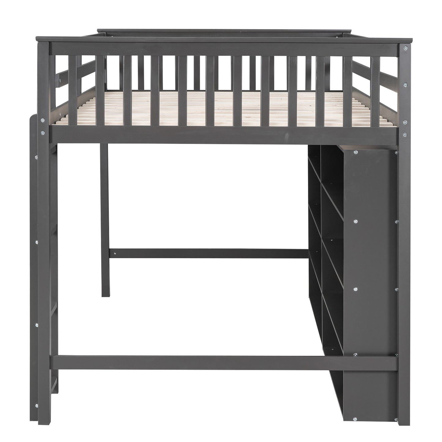Loft Bed With 8 Open Storage Shelves And Built In Ladder - The Sleep Loft - Online Mattress Showroom NYC