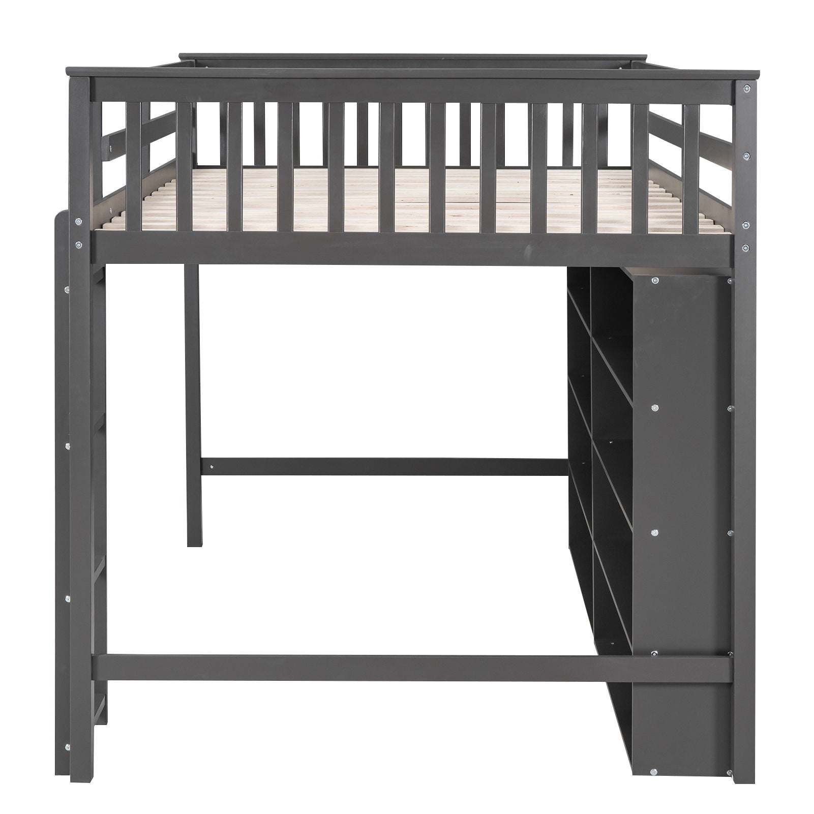 Loft Bed With 8 Open Storage Shelves And Built In Ladder - The Sleep Loft - Online Mattress Showroom NYC