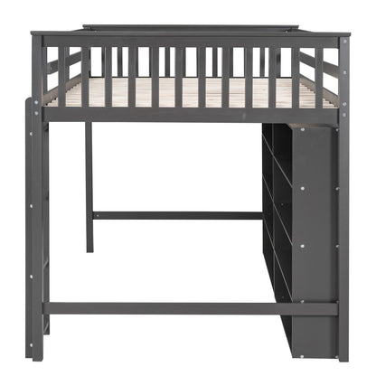 Loft Bed With 8 Open Storage Shelves And Built In Ladder - The Sleep Loft - Online Mattress Showroom NYC