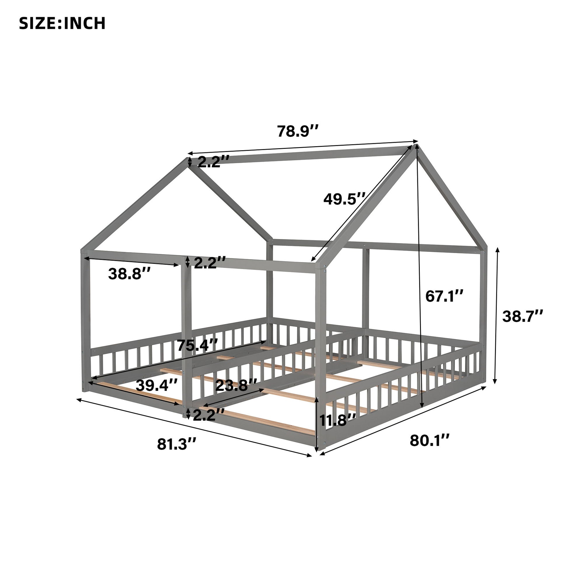 House Platform Beds, 2 Shared Beds, Metal Frame With Guardrails - The Sleep Loft - Online Mattress Showroom NYC